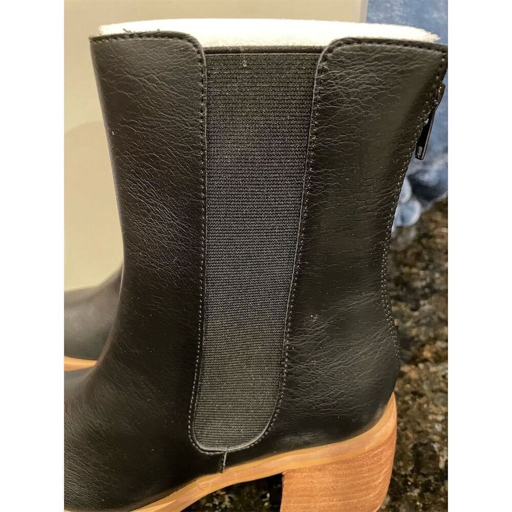 Oasis Society Olivia Women's Black Chelsea Boots Chunky Heel Round Toe 7.5 - Picture 2 of 8